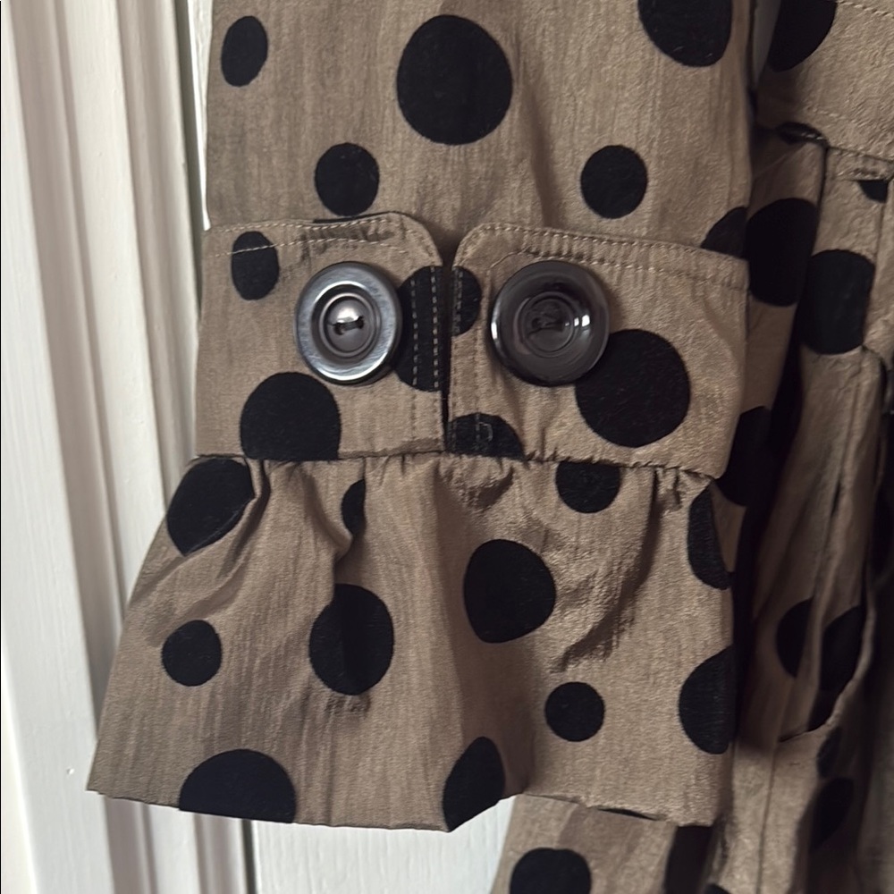 Polka Dot Trench Coat - Olive with Black Dots - Picture 3 of 5